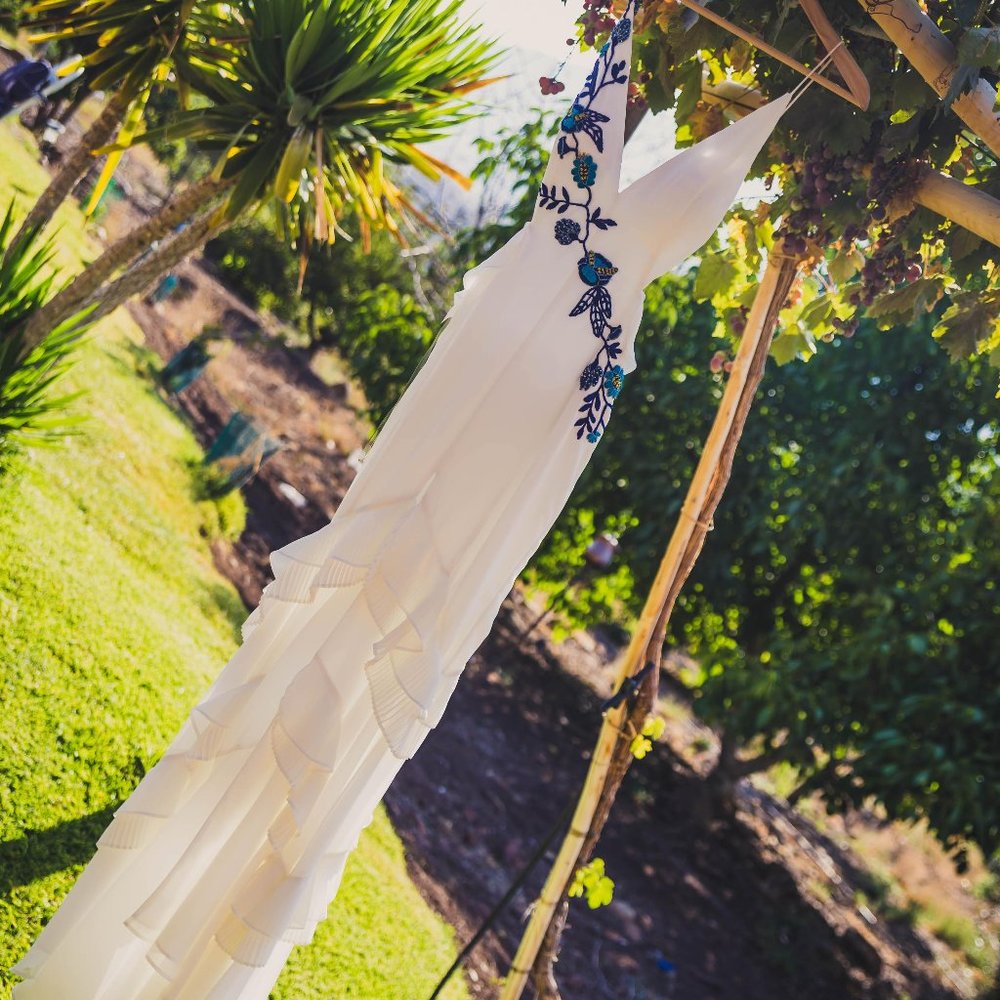 Hand embroidered summer wedding dress